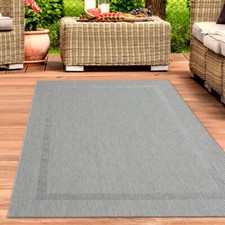 Tapis en Sisal tissé plat avec Bordure | Intérieur & Extérieur | Unidesign gris