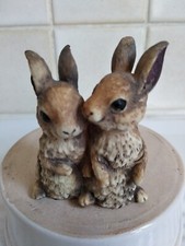 Figurine statuette Couple de Lapins mignons déco en résine - Etat excellent