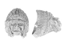Dolly-Bijoux Homme T74 Bague Chevalière Tête d'Indien 3D Argent Massif 925 21 Gr