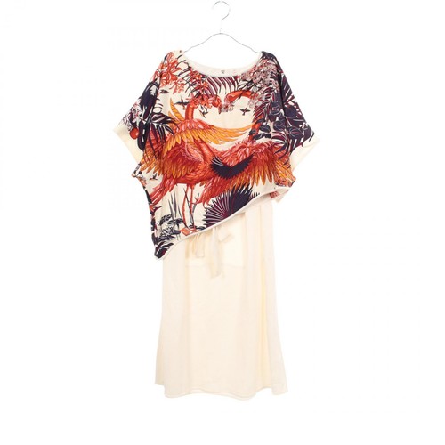Robe cape soirée flamant - robe,