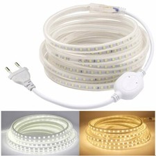 220V-240V 2835 LED Bande Lumière 100LEDs/m Strip Ruban Flexible IP67 + EU Plug