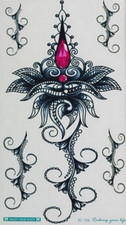 Grande planche tatouages temporaires lotus et tribal pierres précieuses sexy