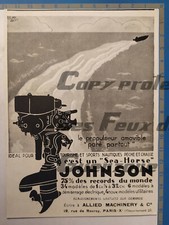 MOTEUR BATEAU SEA HORSE JOHNSON ALLIED MACHINERY   publicité advert 