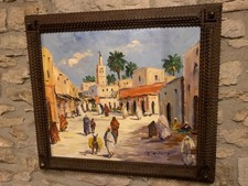 Rare grand tableau orientaliste Maroc Bruno Retaux