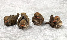 VINTAGE FARO 4 statuettes OISEAUX MOINEAUX résine polychrome ITALY