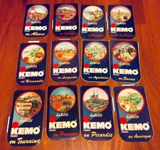 lot 12 autocollants ancien KEMO régions de France vintage sticker années 70 / 80