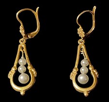 BOUCLES D'OREILLES PENDENTIF ANCIENNES PLAQUÉES OR POINÇON