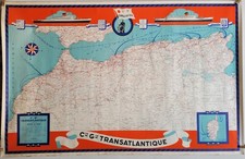 CARTE Cie Génerale Transatlantique carte/affiche 1951 Afrique du Nord RARE 