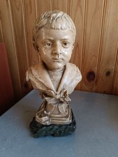 Rare Buste enfant plâtre signé Eugène Arsal