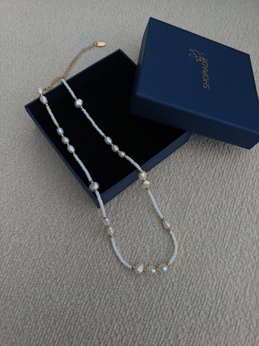Collier perles blanches - perles,