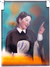 A VOIR! MAGNIFIQUE PLAQUE PHOTO PUBLICITAIRE PORTRAIT FEMME PIN UP, DEBUT XXe