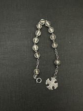 Ancien Dizainier Rosaire Chapelet Bracelet en Argent  et Cristal facettes