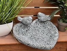 Bain D'Oiseaux Coeur de Roses XL avec Oiseau Merde Résistant au Gel Hiver Fonte