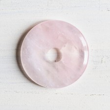 Donut pendentif QUARTZ ROSE 40mm Pierre naturelle Cercle Pi