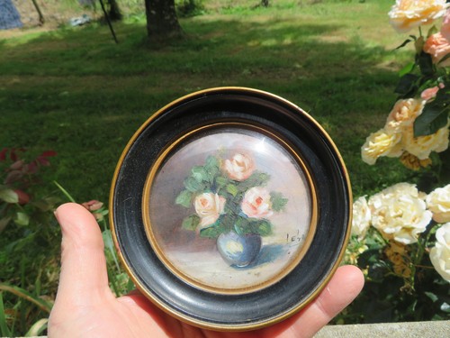 Peinture bouquet fleur rond - peinture,