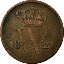 [#673991] Coin, Netherlands, William I, Cent, 1821, Brussels, EF, Copper, KM:47