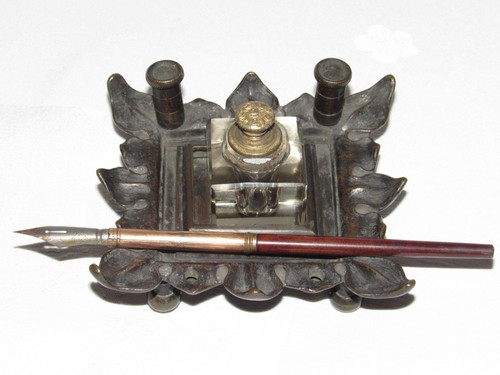 01f12 ancien encrier - ancien,