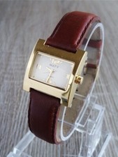 Montre Femme Vintage Watch 1990's MATY  Mode Classique Métal PL/OR Cuir Quartz