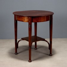 Table Basse Ancienne Hêtre Teinté Noyer Autriche XXe Siècle Originale