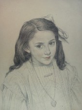 Jean-Baptiste MALACAN Portrait de Jeune Fille 1911 Dessin Papier Elegante