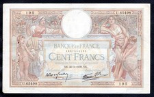 Un billet de 100 Francs Luc Olivier Merson 30.3.1939 Etat TB+