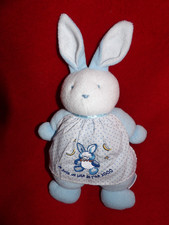 Doudou Peluche KLORANE Lapin Blanc Blouse Blanche Je Suis Un Bébé de l'an 2000
