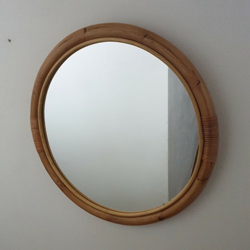Miroir rond vintage bois style - rond,