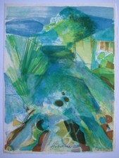 HILAIRE CAMILLE LITHOGRAPHIE SIGNÉE CRAYON HANDSIGNED LITHOGRAPH RIVIÈRES ALSACE