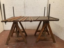 Table de drapier sur tréteaux rustique XX siècle 
