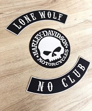 PACK Patch Harley Davidson Lone Wolf / No Club motorcycles XXL 34 cm x6.7 cm