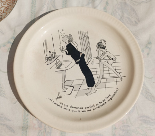 Assiette humoristique faïence - assiette,