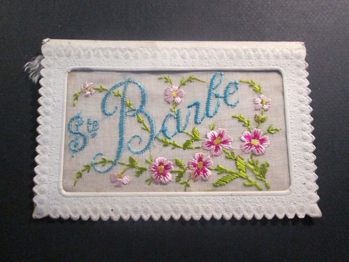 Carte postale fantaisie brodee