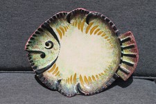 Belle Assiette Signée Paul Fouillen Quimper Céramique Poisson 24,5 cm