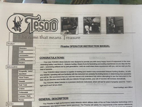 Tesoro pirahna metal detector - metal,