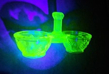 Saleron / Salière Double Vintage En Ouraline Type Cristallerie De Reims