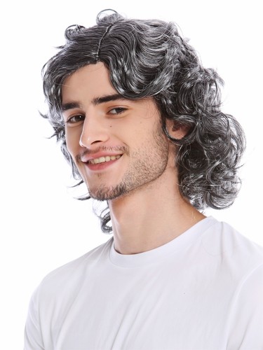 Perruque homme gris bouclé - homme,