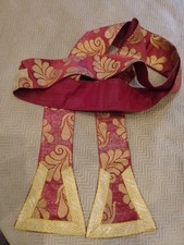 ANCIENNE ETÔLE/soie Rouge BROCHé Fil Metal Or/XIXÈ?/RELIGIEUX/EGLISE/NO CHASUBLE