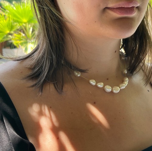 Collier perles blanches de - perles,