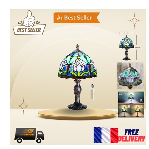 Lampe vitrail vintage tulipe - vitrail,