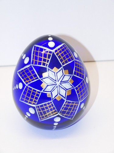 Bel oeuf verre bleu décor - bleu,
