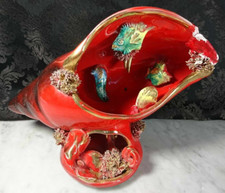 Vintage Trompe l'Oeil style Vallauris support lampe coquillage aquarium ancien