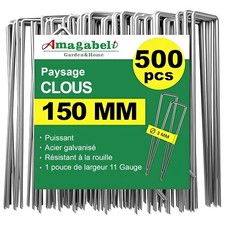 Amagabeli Garden Home 500 Piquets de Jardin Pelouse Agrafe Toile de Paillage ...