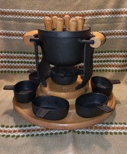  Vintage Service à Fondue en fonte. Ramequins. BODUM BY DIGSMED 