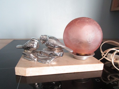 Lampe art deco oiseaux chromes - art,