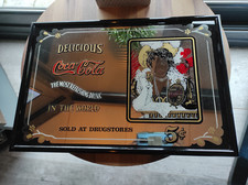 Miroir vintage publicitaire Coca Cola, illustration et inscriptions en anglais
