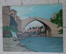 PAYSAGE Vieux Pont  Huile sur