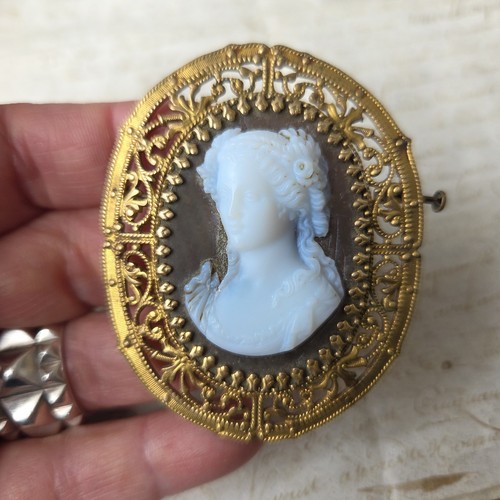 Grande broche camée verre - broche, en