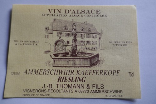 Etiquette ancienne vin alsace - vin,