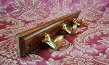 Porte-manteaux avec 3 patères en bronze et bois