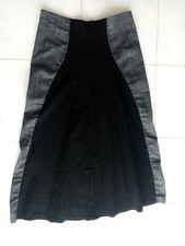 JUPE MI LONGUE  EVASEE STYLE JEANS A BANDEAU GRIS NOIR T40/42